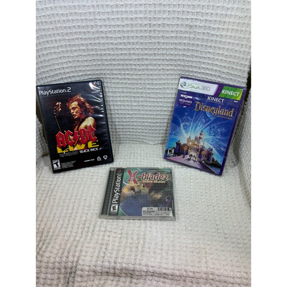 Retro Mixed Lot Xbox 360 PS2 PS1 Disneyland‎ AC/DC X-Bladez Games Bundle Multi